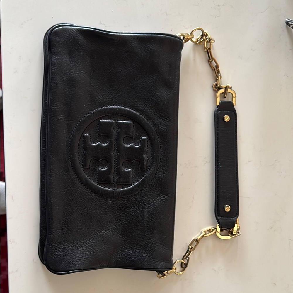 Tory Burch Purse -  Black Leather Bag with Gold Accents